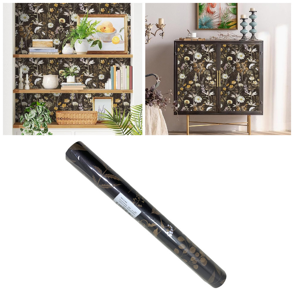 NEW Dark Vintage Floral Botanical Peel and Stick Wallpaper 17.7" x 32.8' Roll